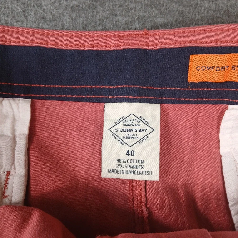 St John's Bay Cargo Shorts Mens 40 Pink Garnet‎ Rose Power Stretch New 516-6031